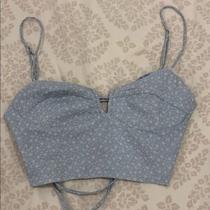 Blue floral crop tank top